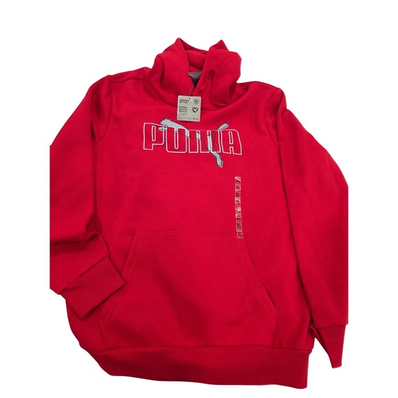 Puma Red Classic Logo Hoodie Sweatshirt Men's XL Kangaroo Pocket Drawstring - Picture 3 of 3